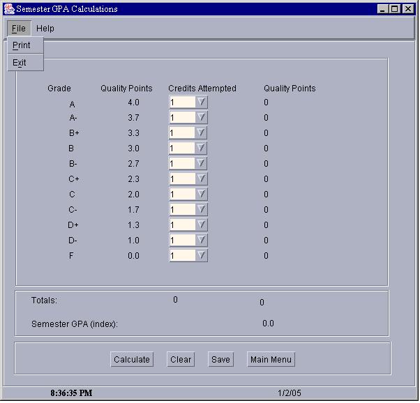 GradePoint Average Implemenation